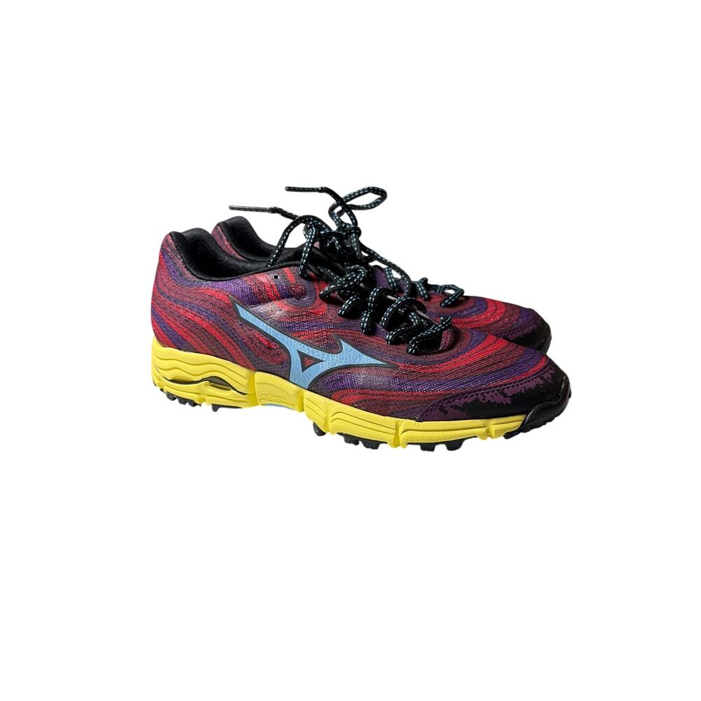 Mizuno Wave Kazan Trail Running Sneaker Shoes Size 6 US Purple Red Yellow NWOT